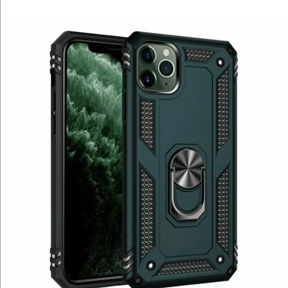 iPhone 11 Pro Max case with ring kickstand Green